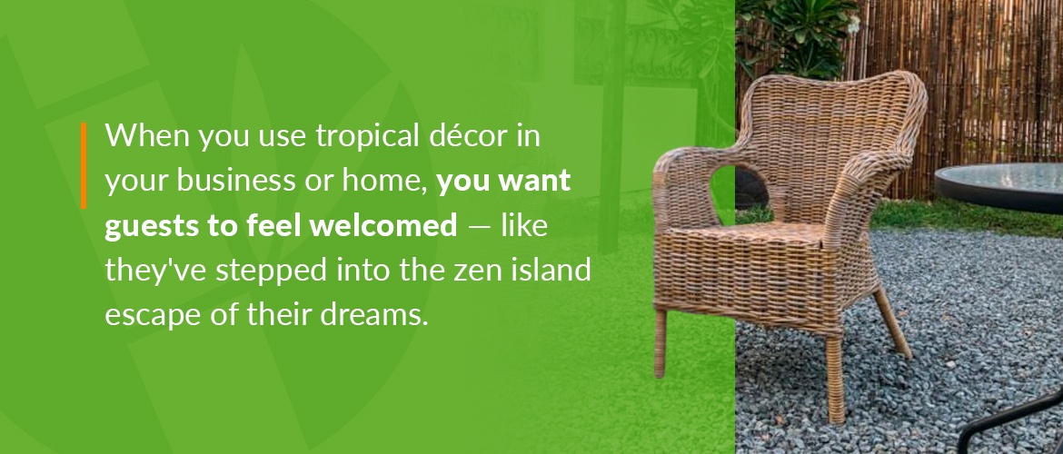 Tropical decor in business or home 