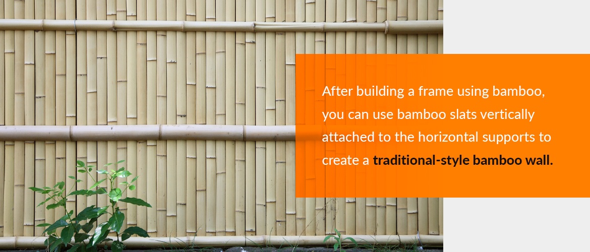 Creating a traditional bamboo wall from bamboo poles and slats