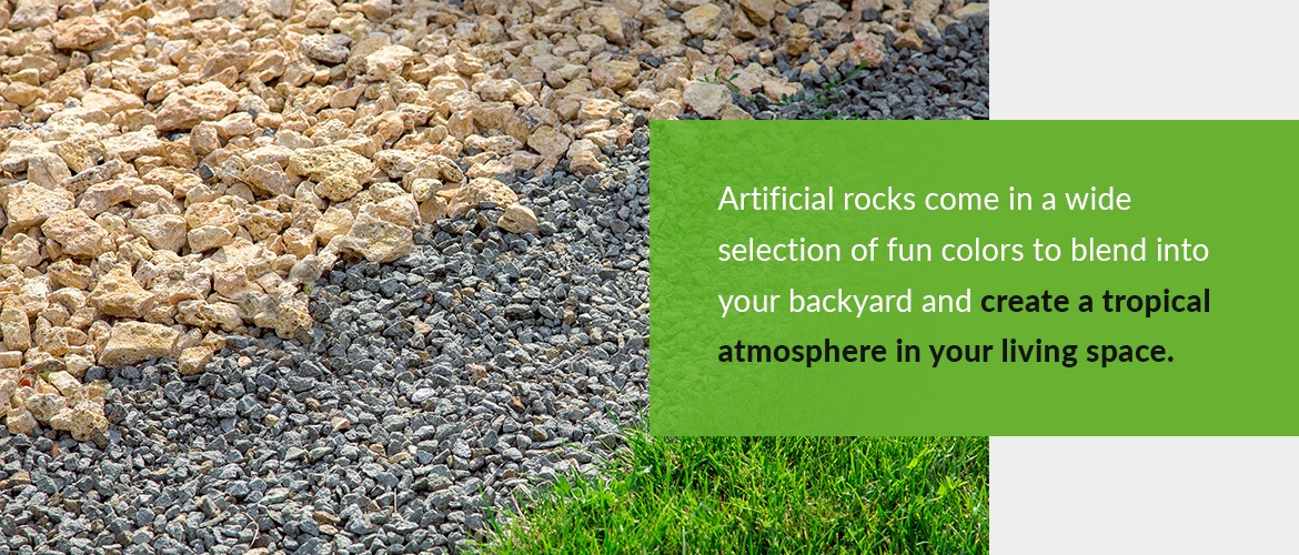 Artificial rocks in the backyard