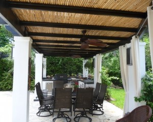 bamboo poles roof patio